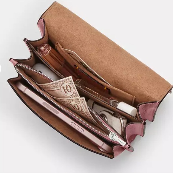 Coach Mini Klare Crossbody Bag With Heart Rivets - Peony / Silver - Picture 4 of 6